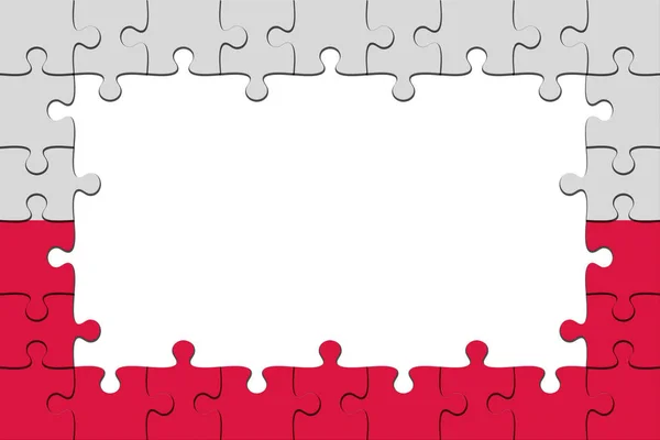 Frame van Polen vlag Jigsaw Puzzle stukken met kopie ruimte, 3d illustratie — Stockfoto