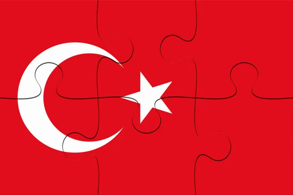 Rompecabezas de la bandera de Turquía, ilustración 3d —  Fotos de Stock