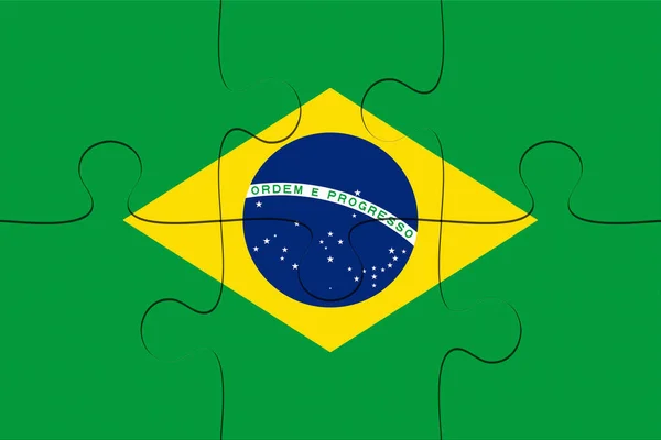 Brazil Flag Jigsaw Puzzle, 3d illustration — Stock Photo, Image