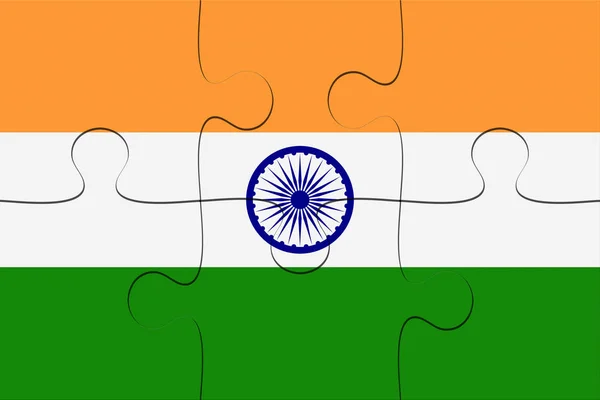 Indien flagga pussel, 3d illustration — Stockfoto