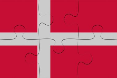 Danimarka bayrağı parçalı bulmaca, 3d çizim