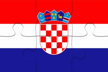Hırvatistan bayrağı parçalı bulmaca, 3d çizim