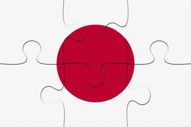 Japonya bayrağı parçalı bulmaca, 3d çizim