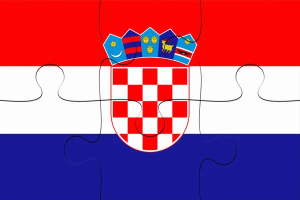 克罗地亚国旗拼图, 3d 插图 — 图库照片