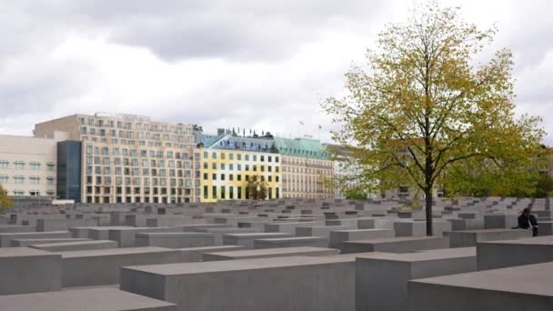 En el monumento a los judíos asesinados de Europa en Berlín, Alemania — Vídeos de Stock