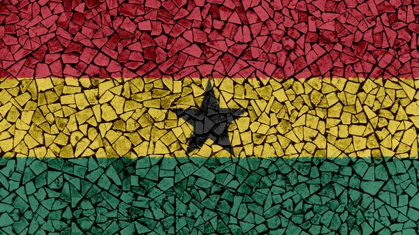 Mozaikové dlaždice obraz vlajka Ghany — Stock fotografie