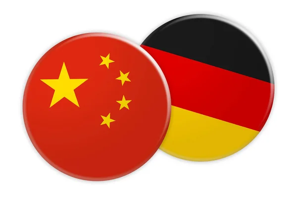 Konsep Berita Tombol Bendera Cina Tombol Bendera Jerman Ilustrasi Latar — Stok Foto