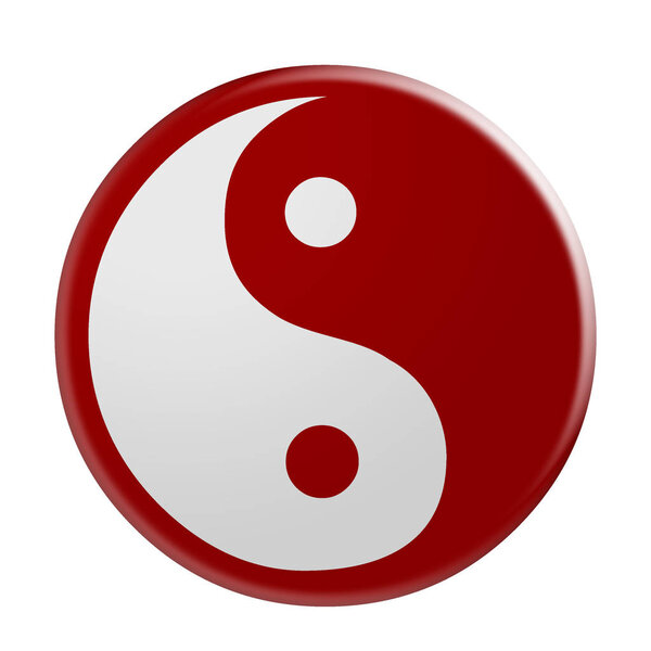 3d Red Yin And Yang Symbol, illustration isolated