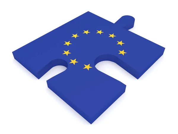 Puzzel stuk Eu vlag ontbrekende sterren, 3d illustratie — Stockfoto