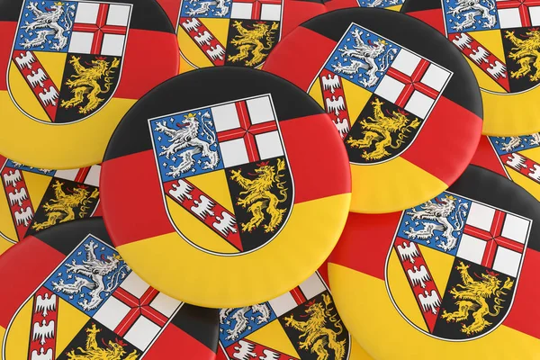 Högen av Saarland flagga knappar, 3d illustration — Stockfoto