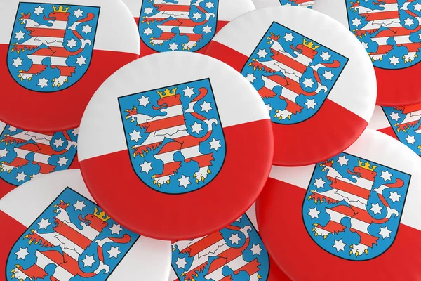 Pile de boutons drapeau Thuringe, illustration 3D — Photo