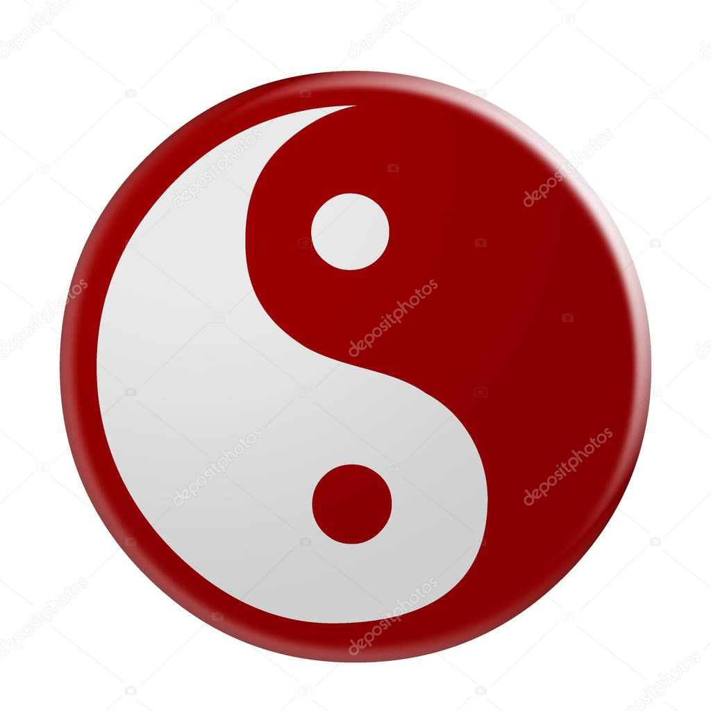3d Red Yin And Yang Symbol, illustration isolated