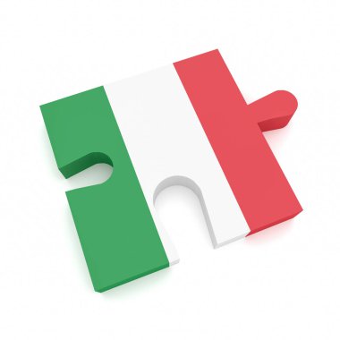 Bulmaca parça ile İtalya bayrağı, 3d çizim