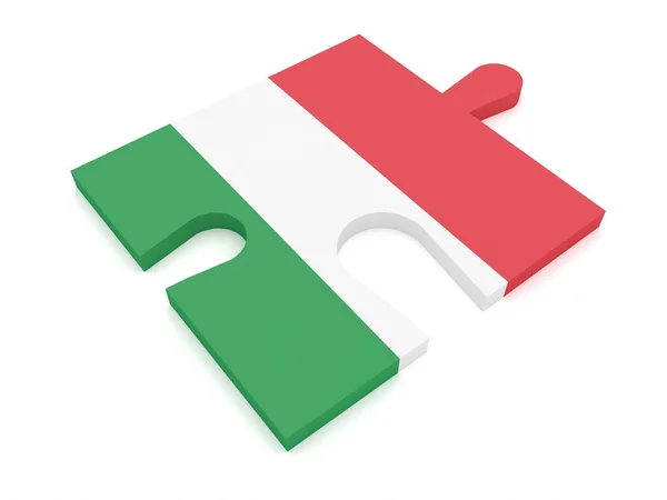 拼图与意大利旗子, 3d 例证 — 图库照片