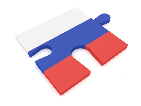 Peça de quebra-cabeça com a Rússia Bandeira, ilustração 3D — Fotografia de Stock