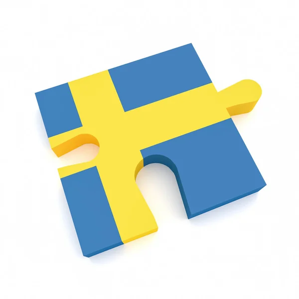 Puzzle kus s vlajka Švédsko, 3d obrázek — Stock fotografie