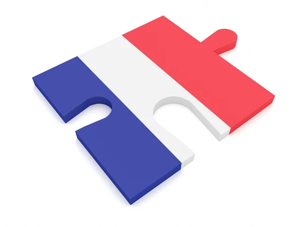 Pussel bit med Frankrike flagga, 3d illustration — Stockfoto