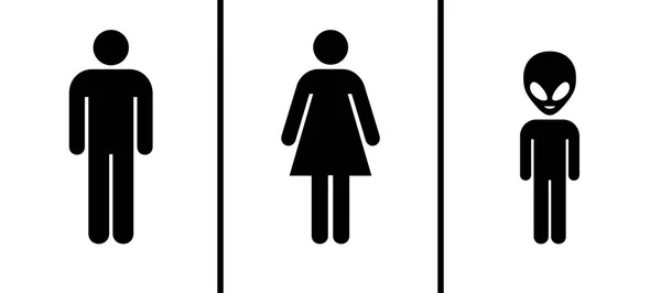 Toilet sign - men, women, aliens — Stock Photo, Image