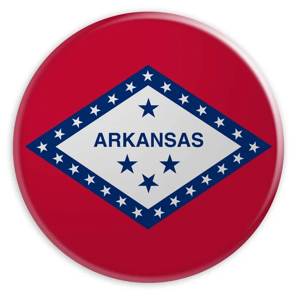 Bouton d'Etat américain : Arkansas Drapeau Illustration 3d sur fond blanc — Photo