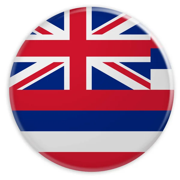 Ons staat knop: Hawaii Vlag Badge 3d illustratie op witte achtergrond — Stockfoto