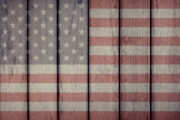 US Stars And Stripes Flag Wooden Fence — Stock Photo, Image