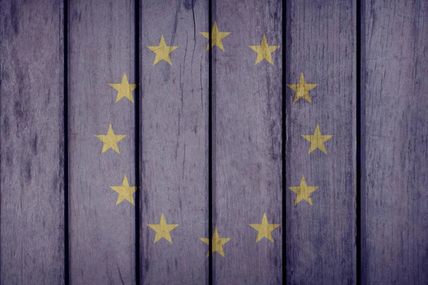 European Union Flag Wooden Fence — Stock Photo, Image