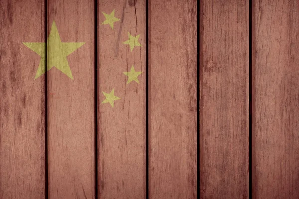 Pagar kayu bendera China — Stok Foto