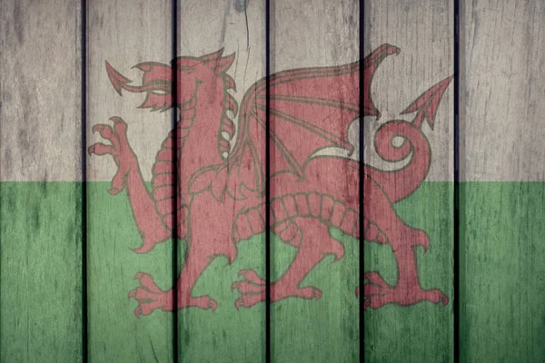 Wales vlag houten hek — Stockfoto