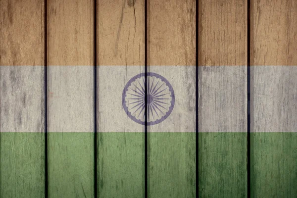 India Bandiera Recinzione di legno — Foto Stock