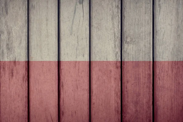 Polonia Bandera Valla de madera — Foto de Stock