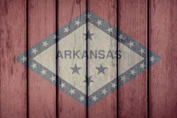 Cerca de madera de la bandera del estado de Arkansas — Foto de Stock