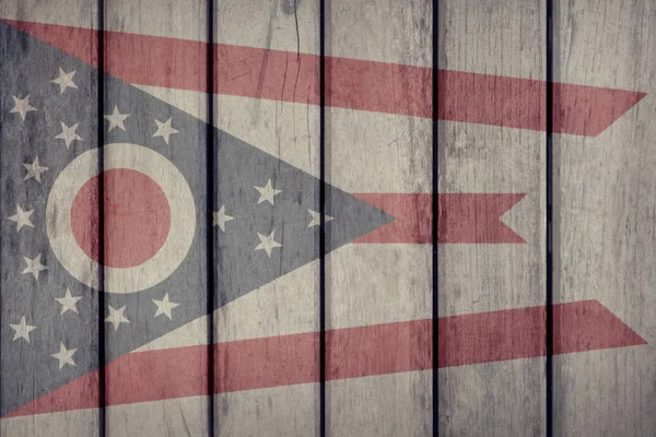 Cerca de madera de la bandera del estado de Ohio — Foto de Stock