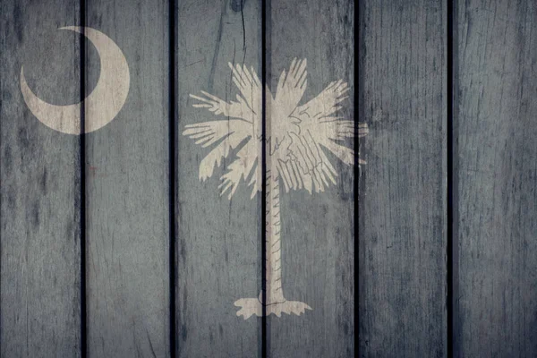 Cerca de madeira da bandeira de Carolina do Sul do estado dos EUA — Fotografia de Stock