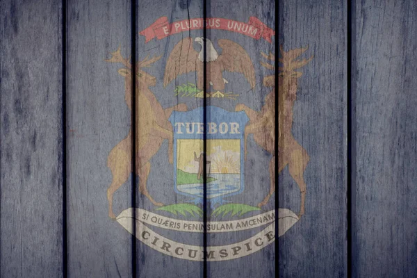 Нас державний прапор Мічиган дерев'яний паркан — стокове фото