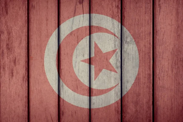 Valla de madera Bandera de Túnez — Foto de Stock
