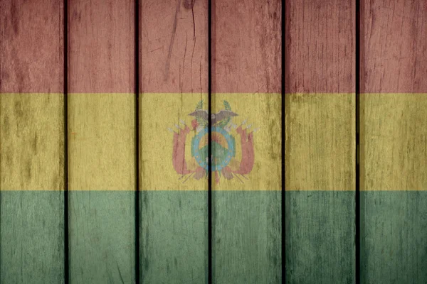 Bolívia zászló fából készült kerítés — Stock Fotó