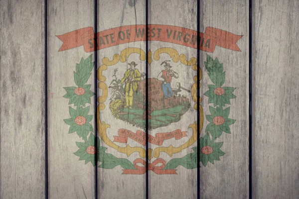 Us staat west virginia flagge hölzerner zaun — Stockfoto
