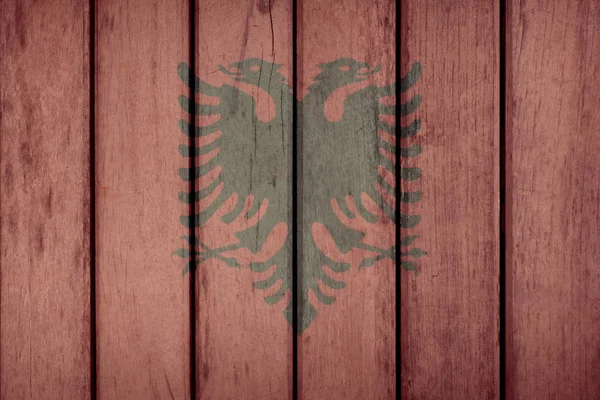 Albânia Bandeira Cerca de madeira — Fotografia de Stock