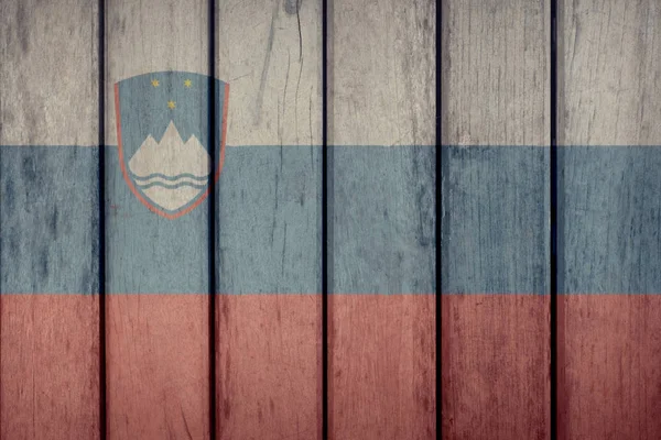 Slovenië vlag houten hek — Stockfoto