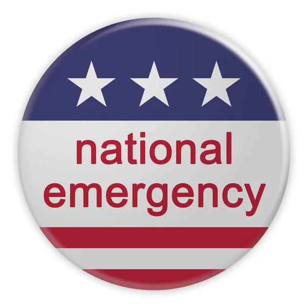 National Emergency Button With US Flag, 3d illustration On White Background — Stock Photo, Image