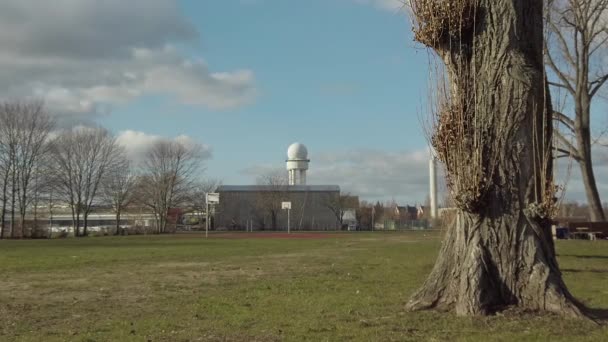 Дерева в громадський парк міста Tempelhofer Фельд в Берліні, Німеччина — стокове відео