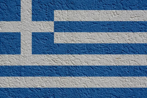 Grecia Politica o concetto di business: muro della bandiera greca con intonaco, texture — Foto Stock
