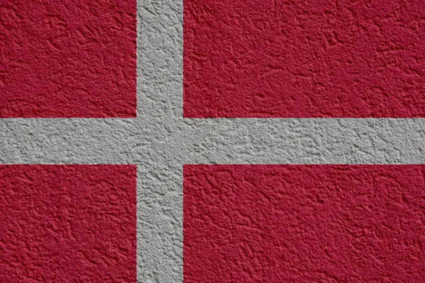 Δανία πολιτική ή επιχειρηματική ιδέα: Δανική σημαία τοίχου με γύψο, υφή — Φωτογραφία Αρχείου