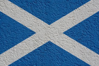 İskoçya siyaset veya iş kavramı: İskoç bayrak duvar sıva, doku ile