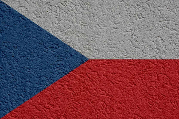 Чехії політиці або бізнес-концепція: Чеська прапор стіни з гіпсу — стокове фото