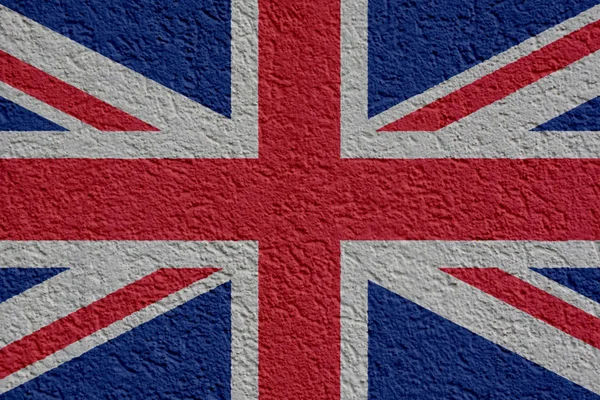 Storbritannien politik eller affärsidé: Uk flaggan vägg med gips, textur — Stockfoto