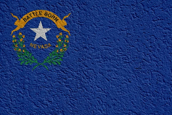 US State Politics Or Business Concept: Nevada Flag Wall With Plaster, Texture