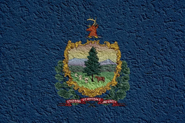 Государственная политика США или бизнес-концепция: Стена флага Вермонта с штукатуркой, текстурой — стоковое фото
