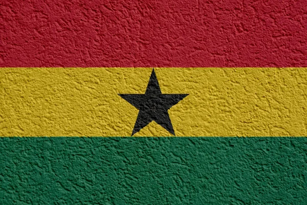 Ghana politiky nebo obchodní koncept: Vlajkou Ghany, protože stěny s omítkou — Stock fotografie