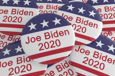 Joe Biden Kazık 2020 Buttons Bize Bayrak ile, 3d illüstrasyon
